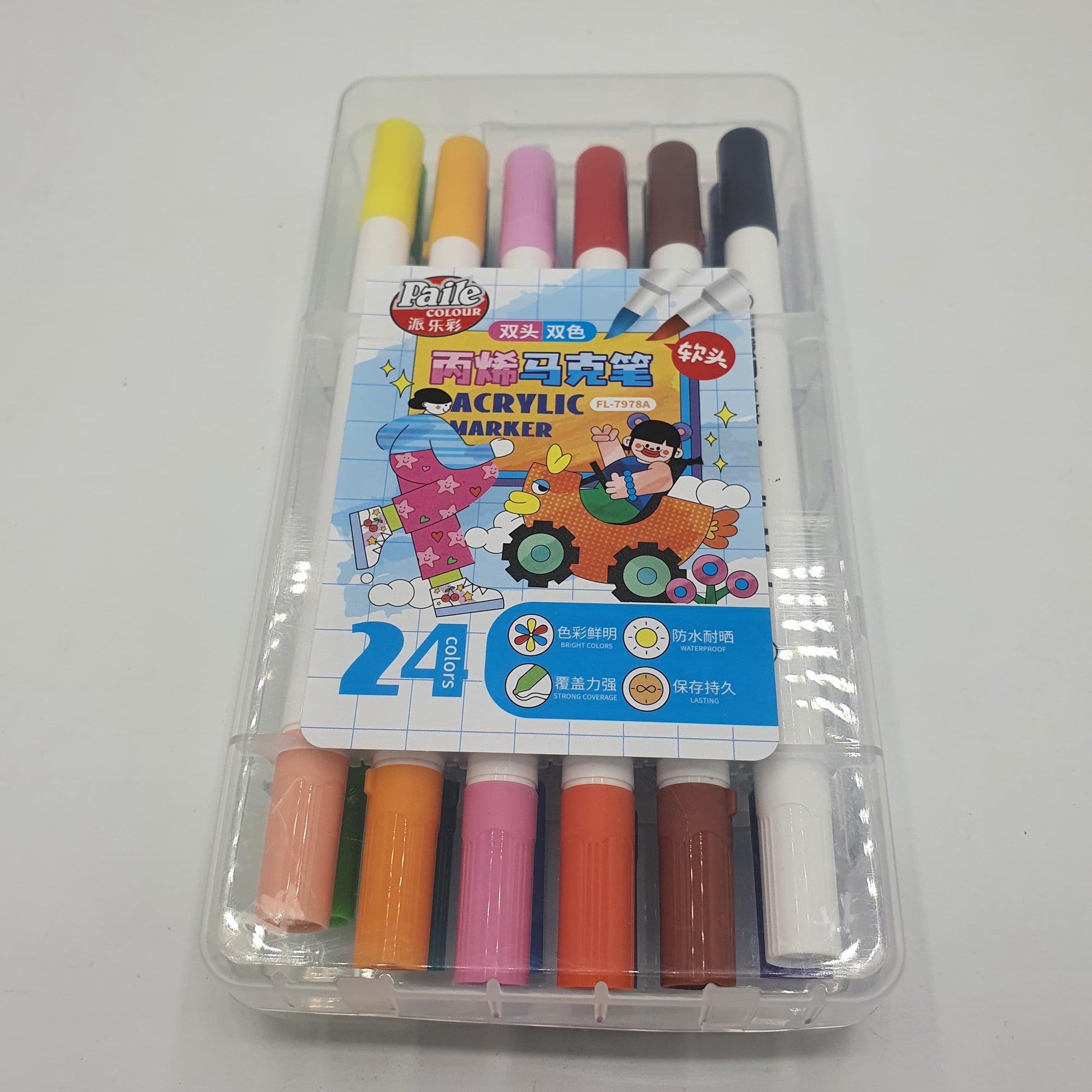 TWIN COLOR ACRYLIC MARKER 12 PCS BOX