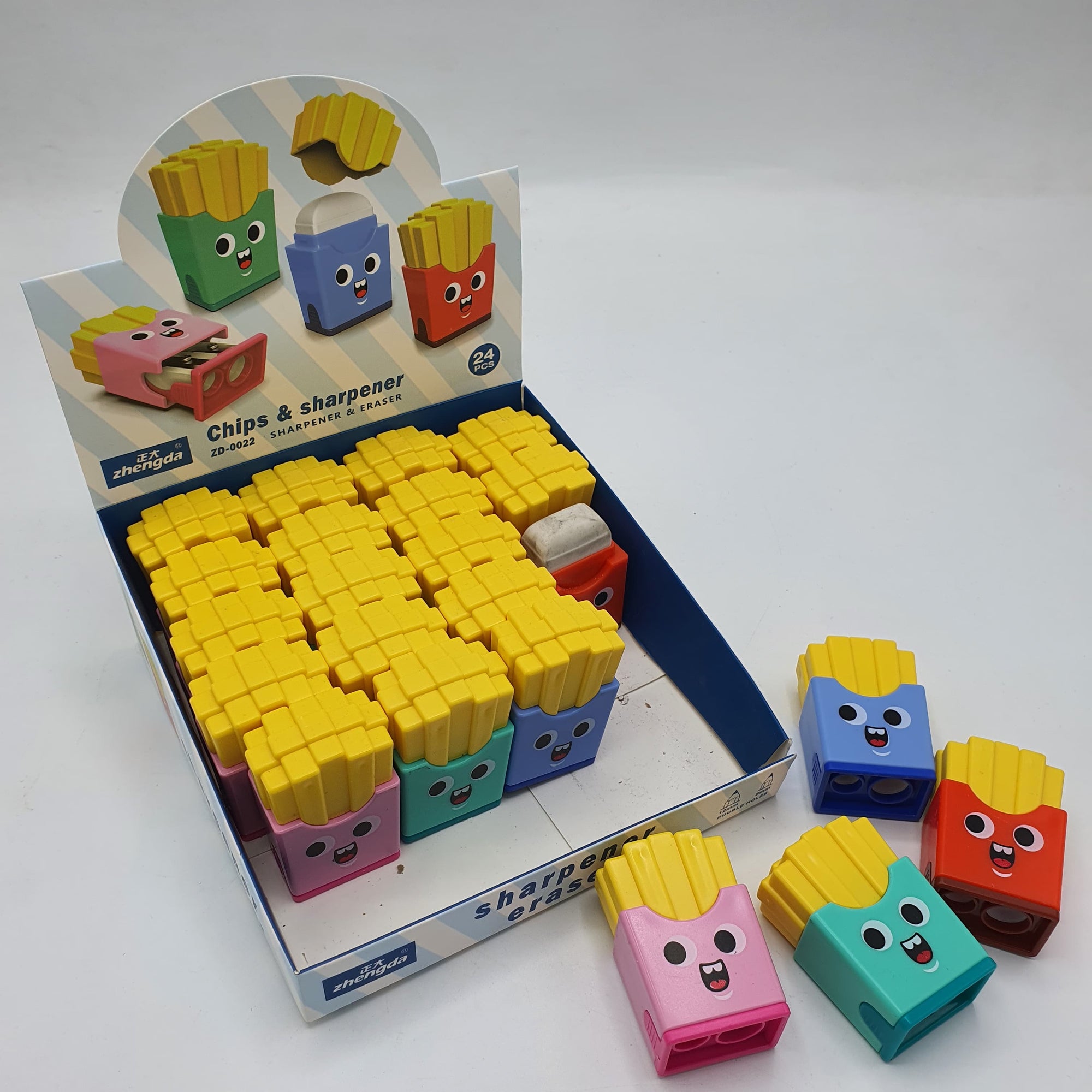 24 PCS ZD ERASERS & SHARPENER | Zhengda Eraser and Sharpener Combo – 2-in-1 Stationery Essential for School, Office & Home