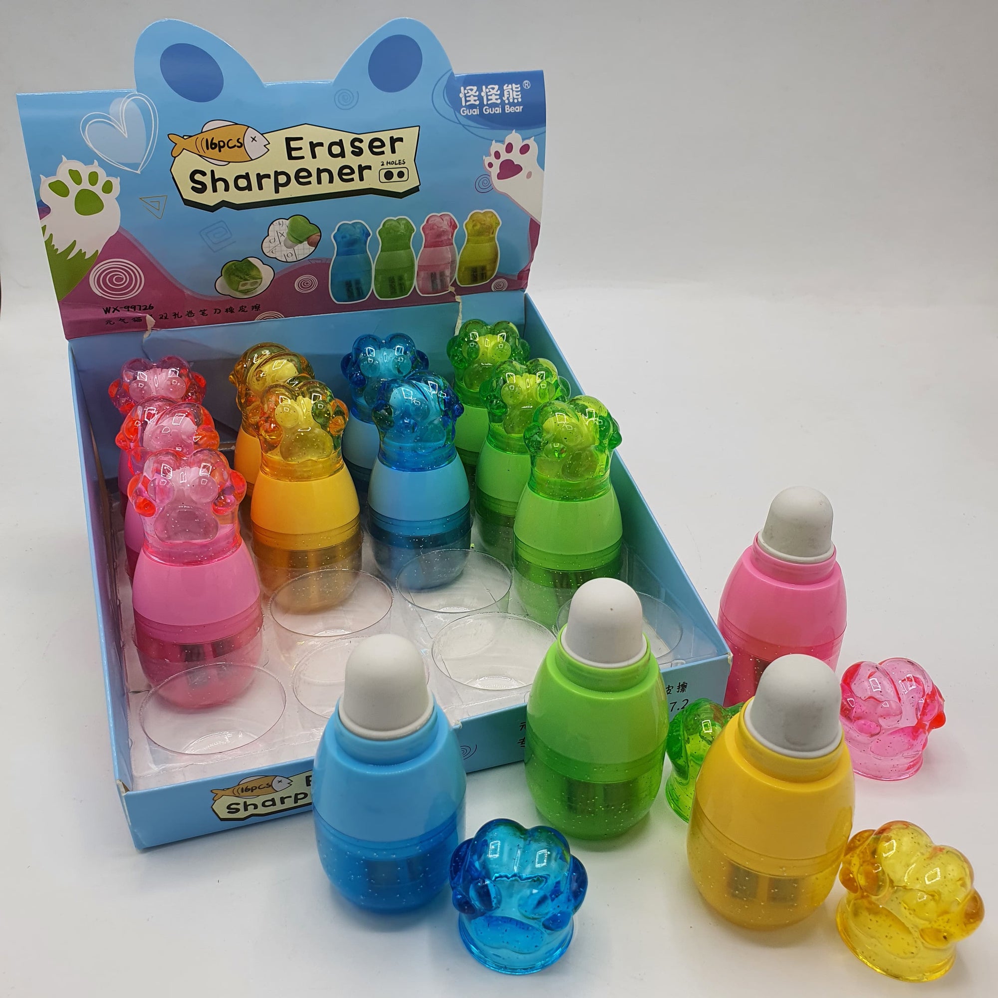 BEAR ERASER & SHARPENER 16 PCS